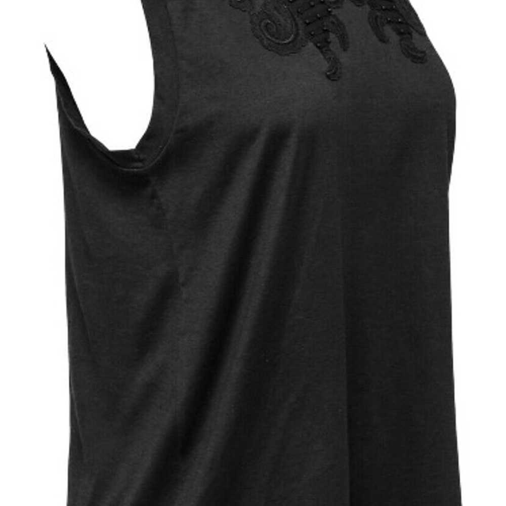 CHLOE T-Shirt Top Black Cotton Beaded Sm - image 2