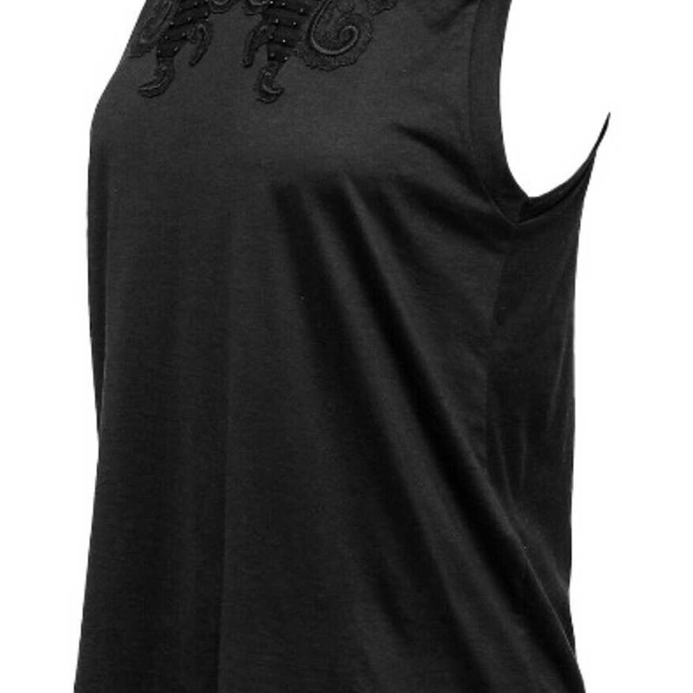 CHLOE T-Shirt Top Black Cotton Beaded Sm - image 3