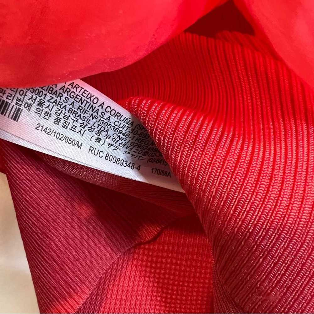 Zara Asymmetrical Organza Ruffle Knit Neon Coral … - image 10
