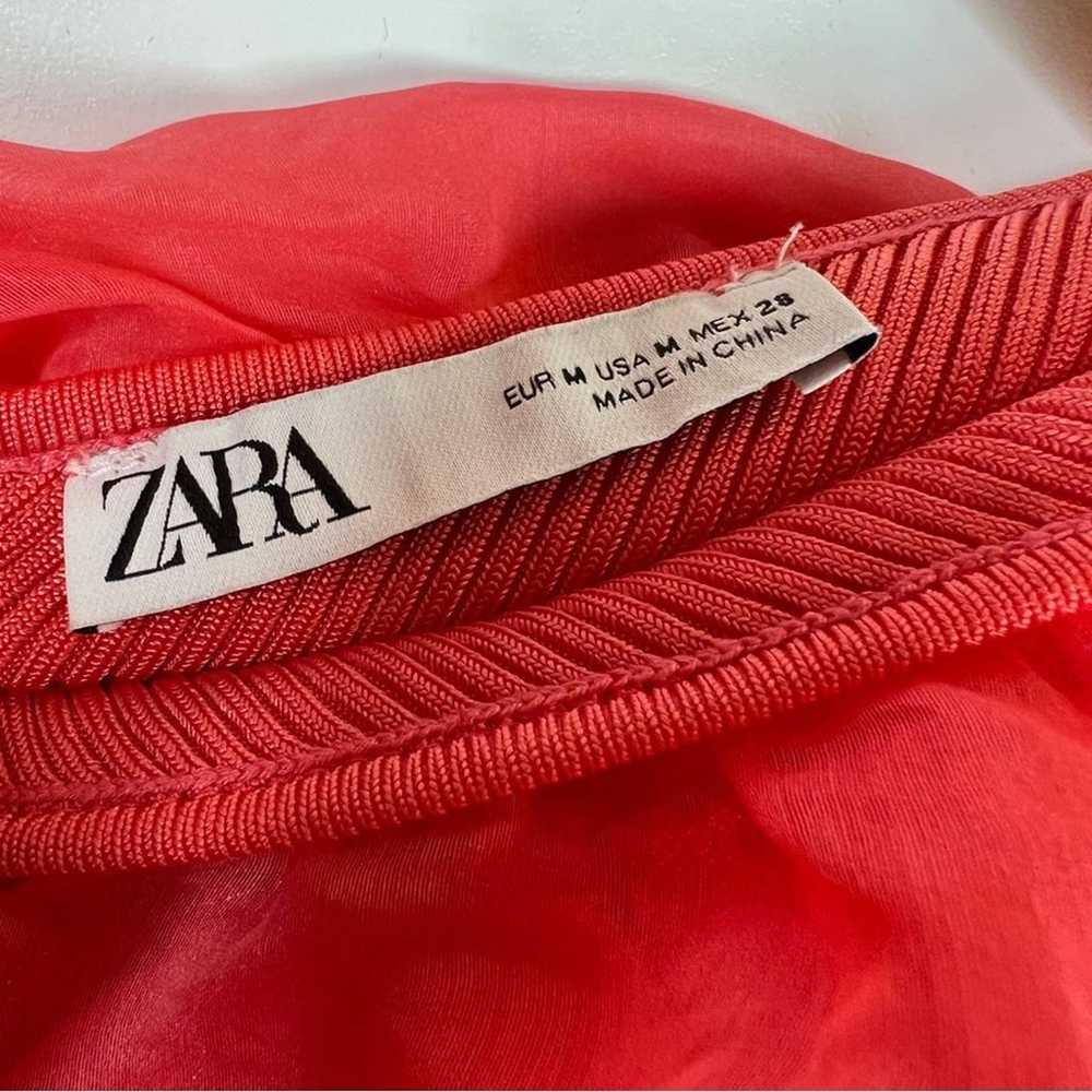 Zara Asymmetrical Organza Ruffle Knit Neon Coral … - image 8