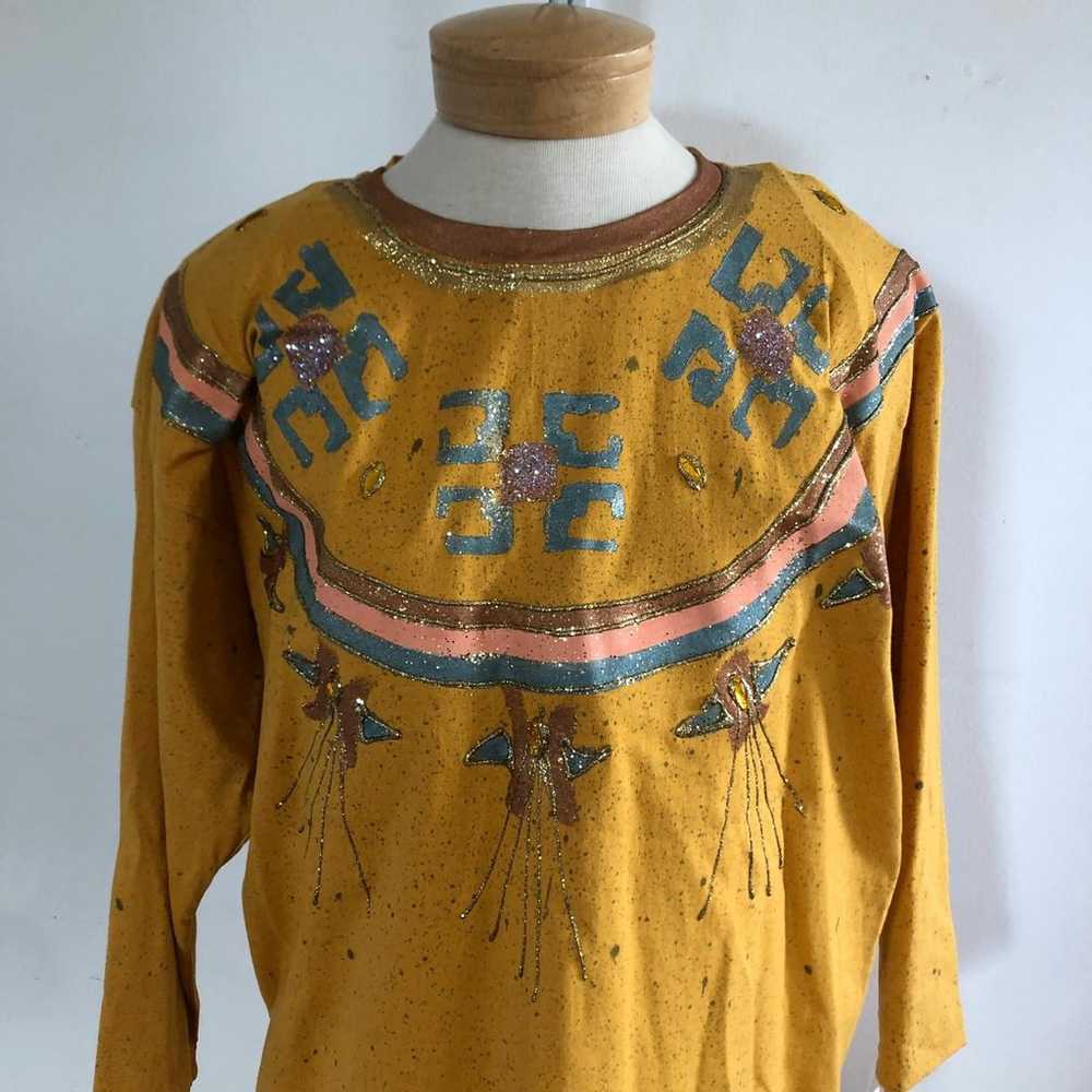 Vintage Hand-Painted Sweatsuit, Yellow 2-Piece Se… - image 2