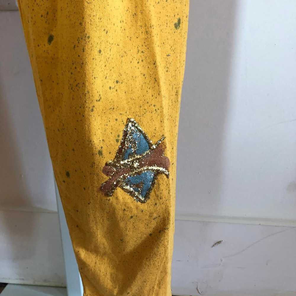 Vintage Hand-Painted Sweatsuit, Yellow 2-Piece Se… - image 5