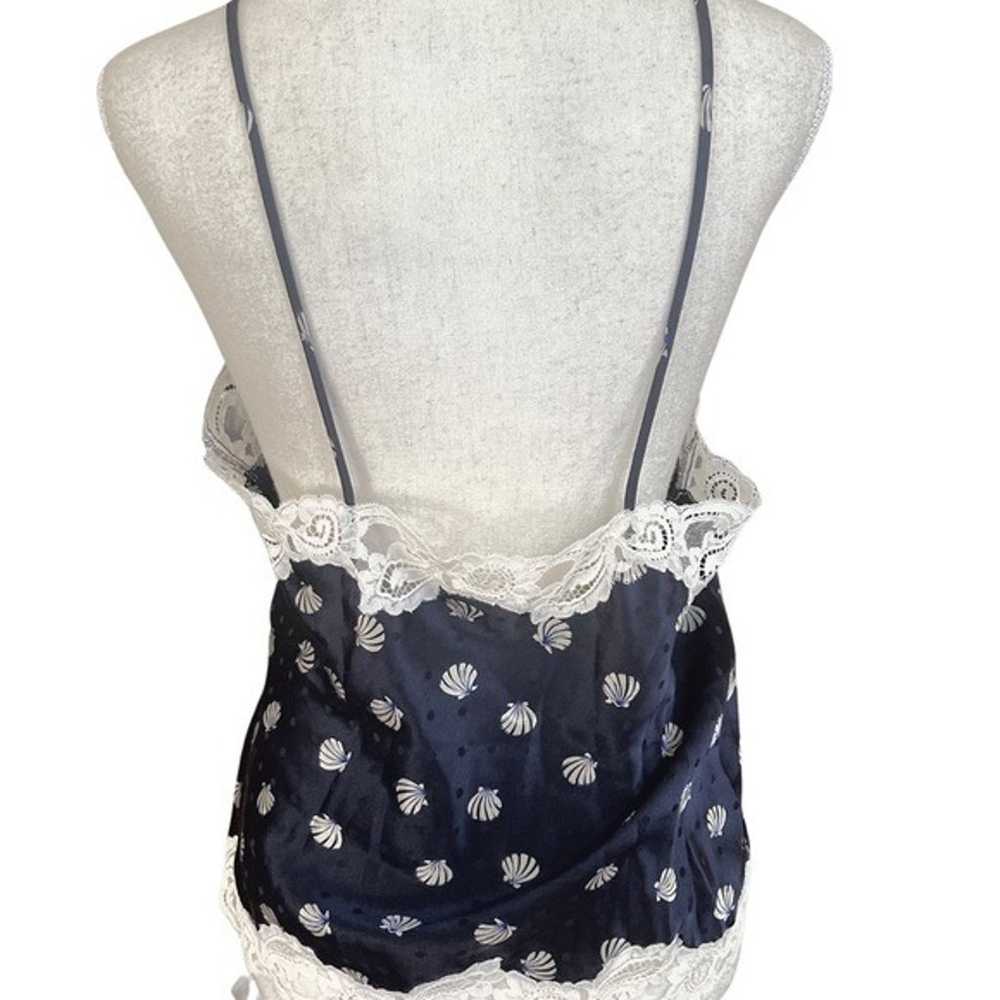 Vintage christian dior silk navy blue white lace … - image 3