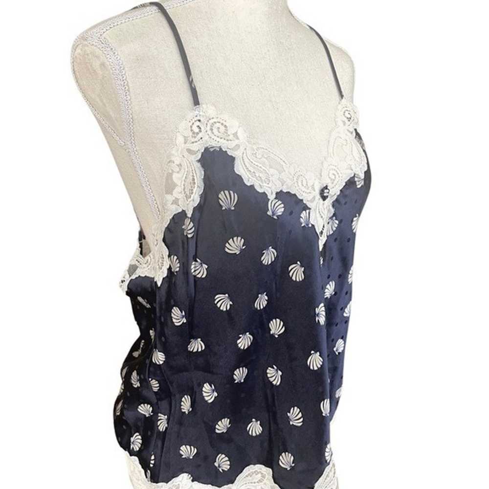 Vintage christian dior silk navy blue white lace … - image 5