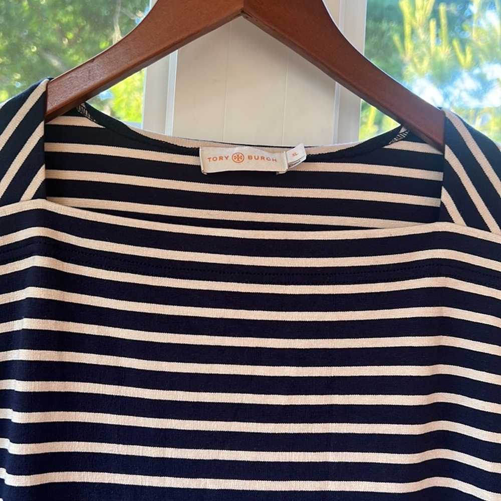 Tory Burch Navy Blue Off-White Striped Dress - image 4