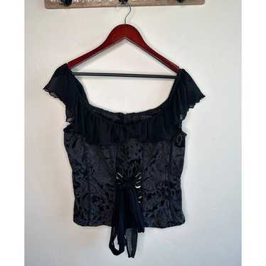 Rare Tripp NYC Black Ruffle Corset Top - image 1