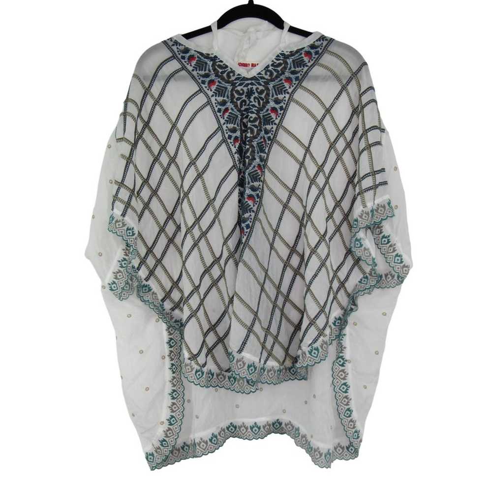 JOHNNY WAS Cherpas Poncho Embroidered Rayon Eyele… - image 2