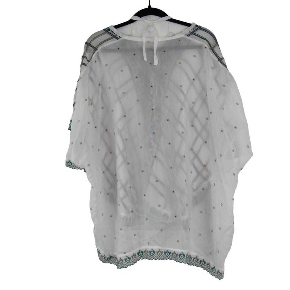 JOHNNY WAS Cherpas Poncho Embroidered Rayon Eyele… - image 3
