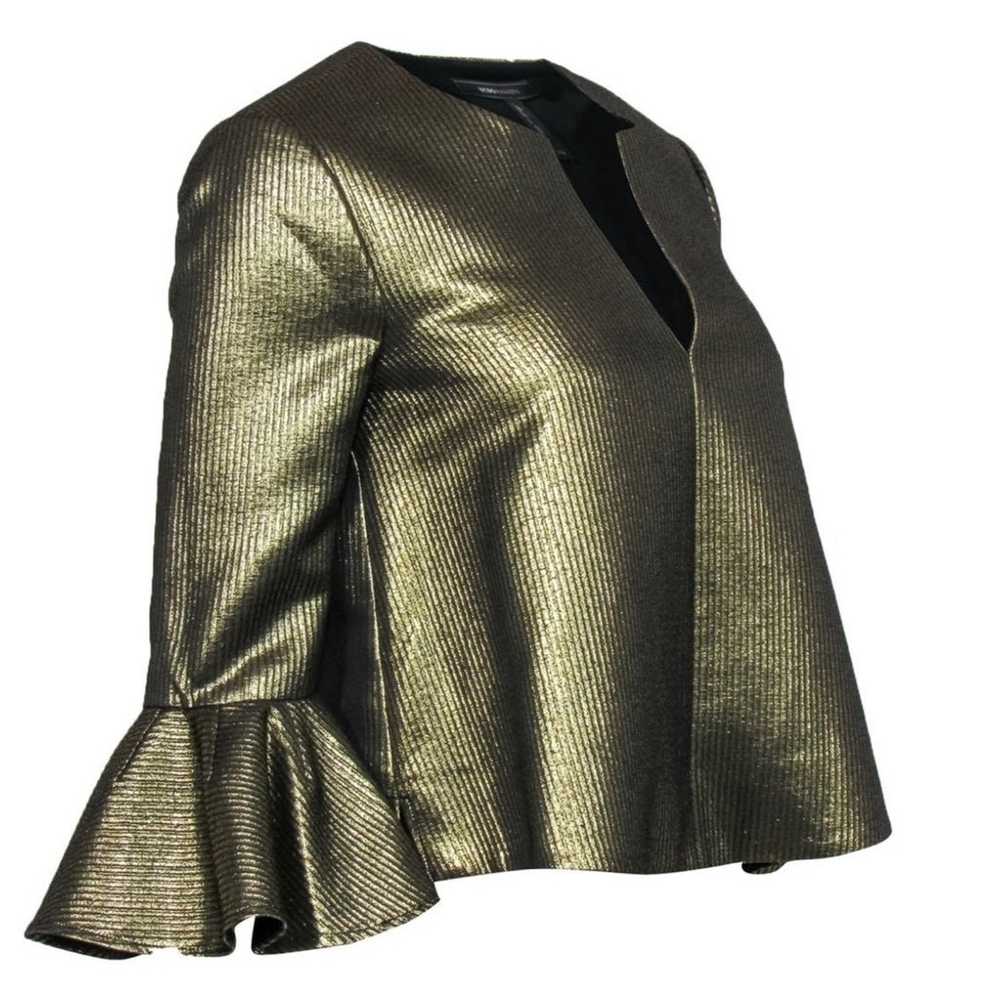 BCBGMAXAZRIA Gold Metallic Textured Bell Sleeve “… - image 3
