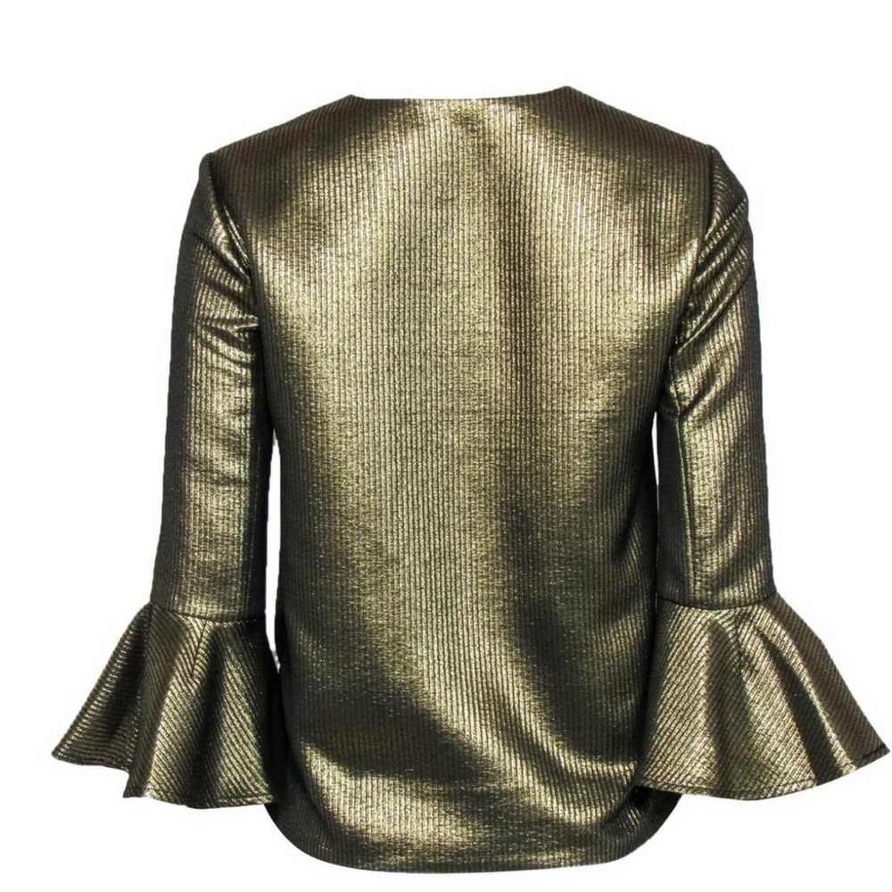 BCBGMAXAZRIA Gold Metallic Textured Bell Sleeve “… - image 4