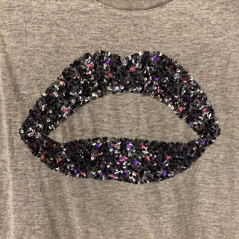 Heather Gray Markus Lupfer Sequin Lips Muscle Tank - image 3