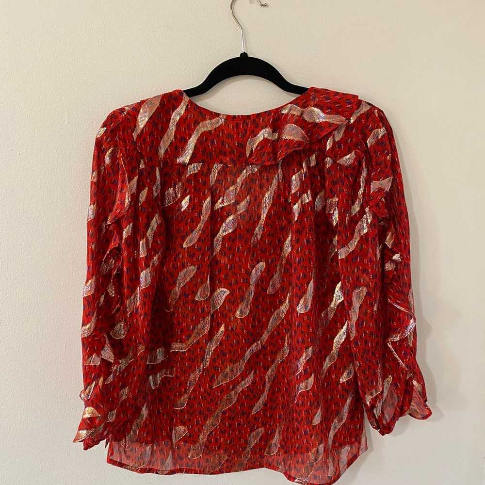 Ba&sh red and gold ruffle blouse - image 4