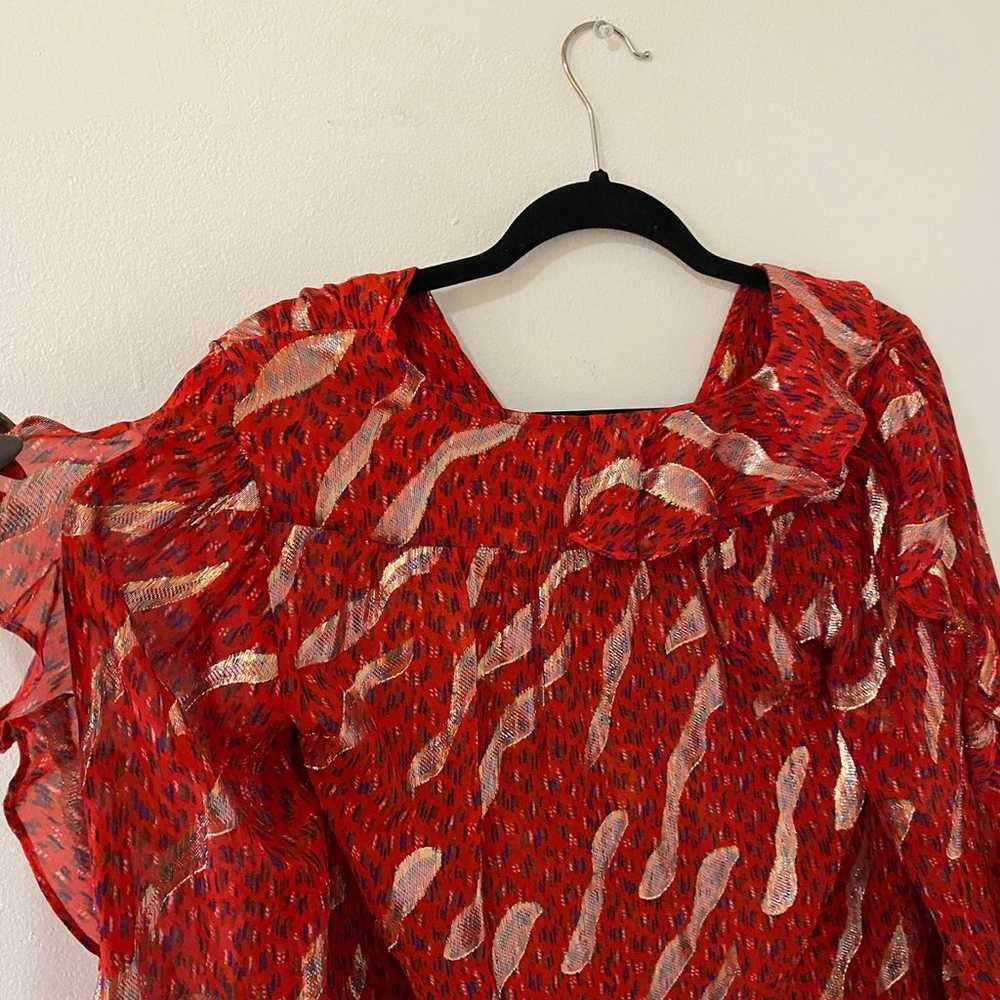 Ba&sh red and gold ruffle blouse - image 5