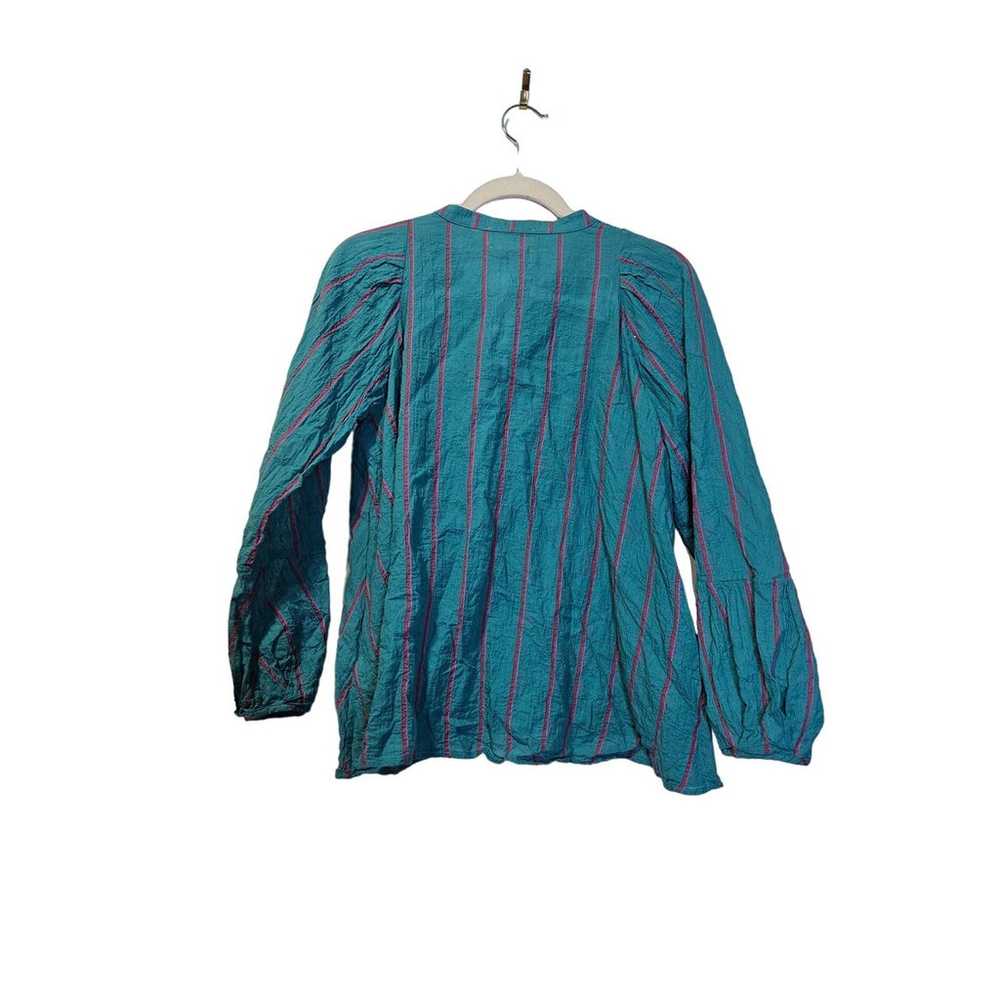 Pietsie S Blue Striped Tunic Top Cotton Linen Lag… - image 2
