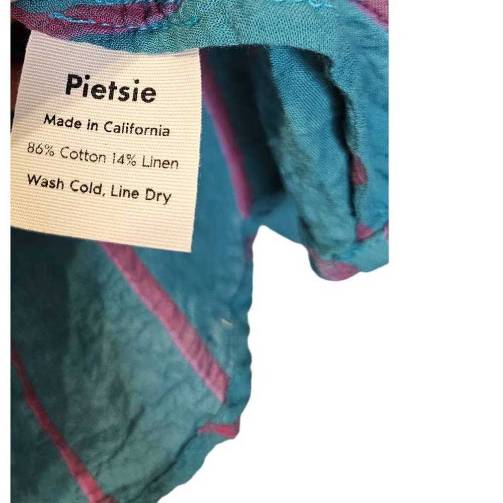 Pietsie S Blue Striped Tunic Top Cotton Linen Lag… - image 3