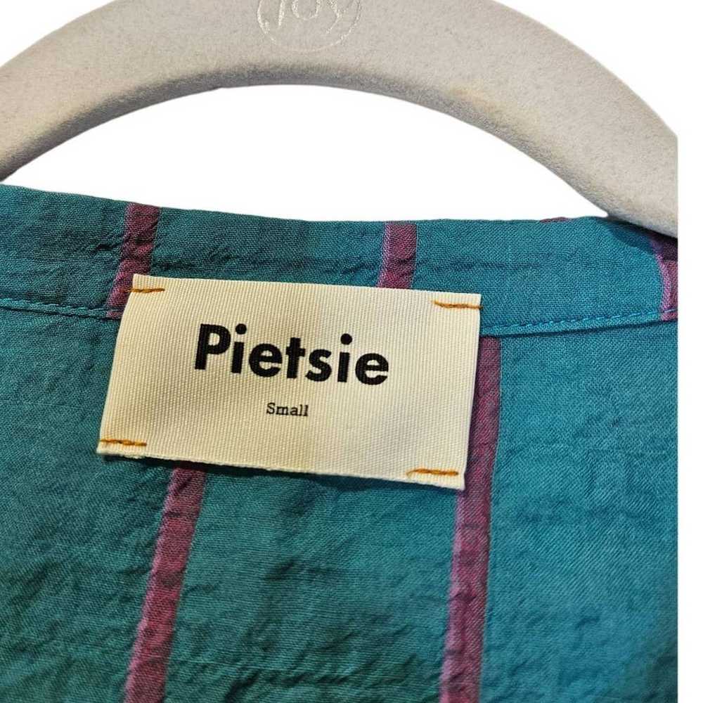 Pietsie S Blue Striped Tunic Top Cotton Linen Lag… - image 4