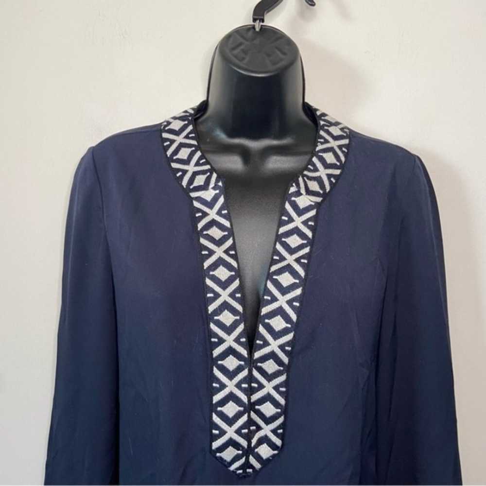 Tory Burch Navy Blue Embroidered Tunic Top Blouse… - image 6