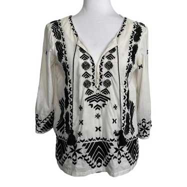 Figue Blouse Top Boho Black White Embroidered Siz… - image 1