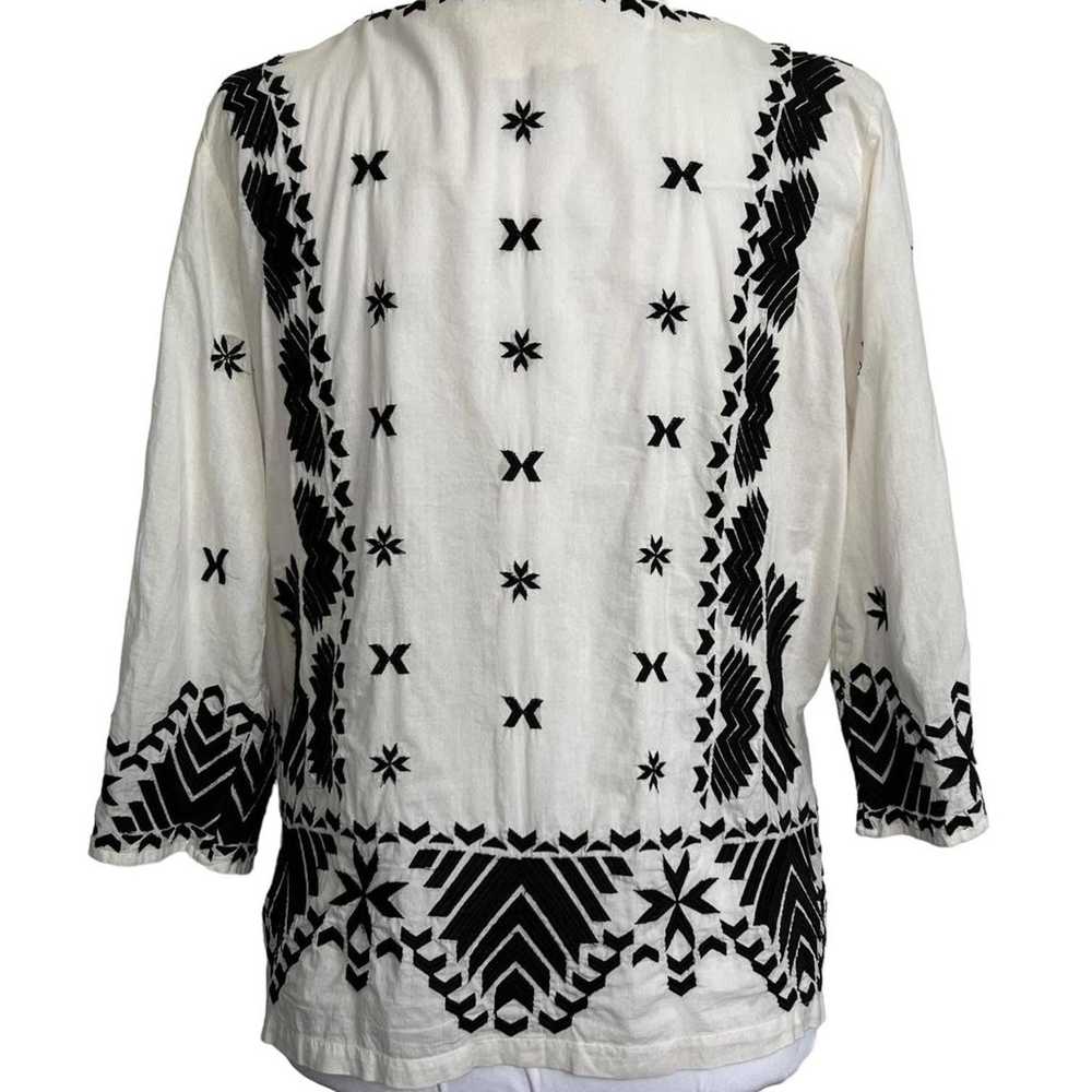 Figue Blouse Top Boho Black White Embroidered Siz… - image 3