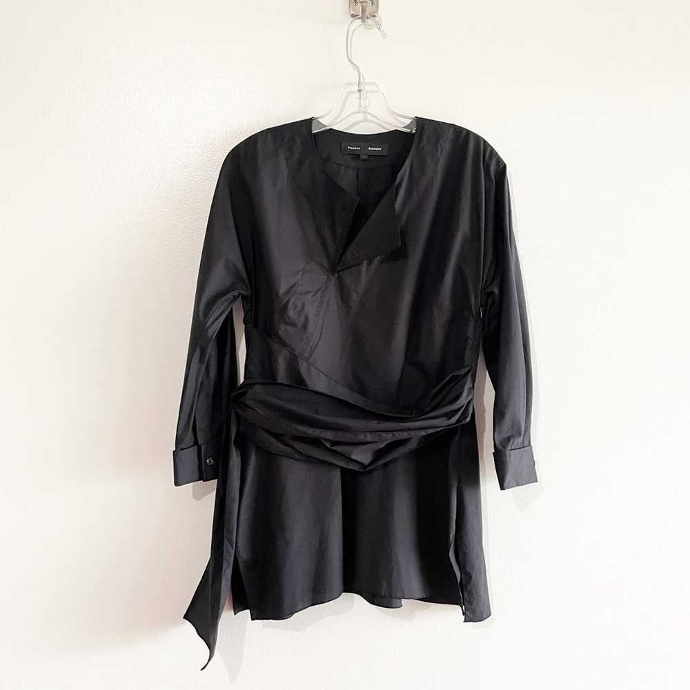 Proenza Schouler black blouse wrap tie waist size… - image 1