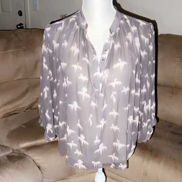 REBECCA TAYLOR Sheer Graphic Blouse