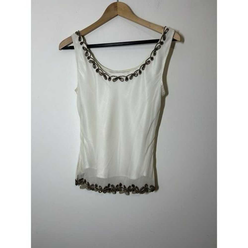 Beaded Tank & Sheer Beaded Cardigan Tie Front Wom… - image 4