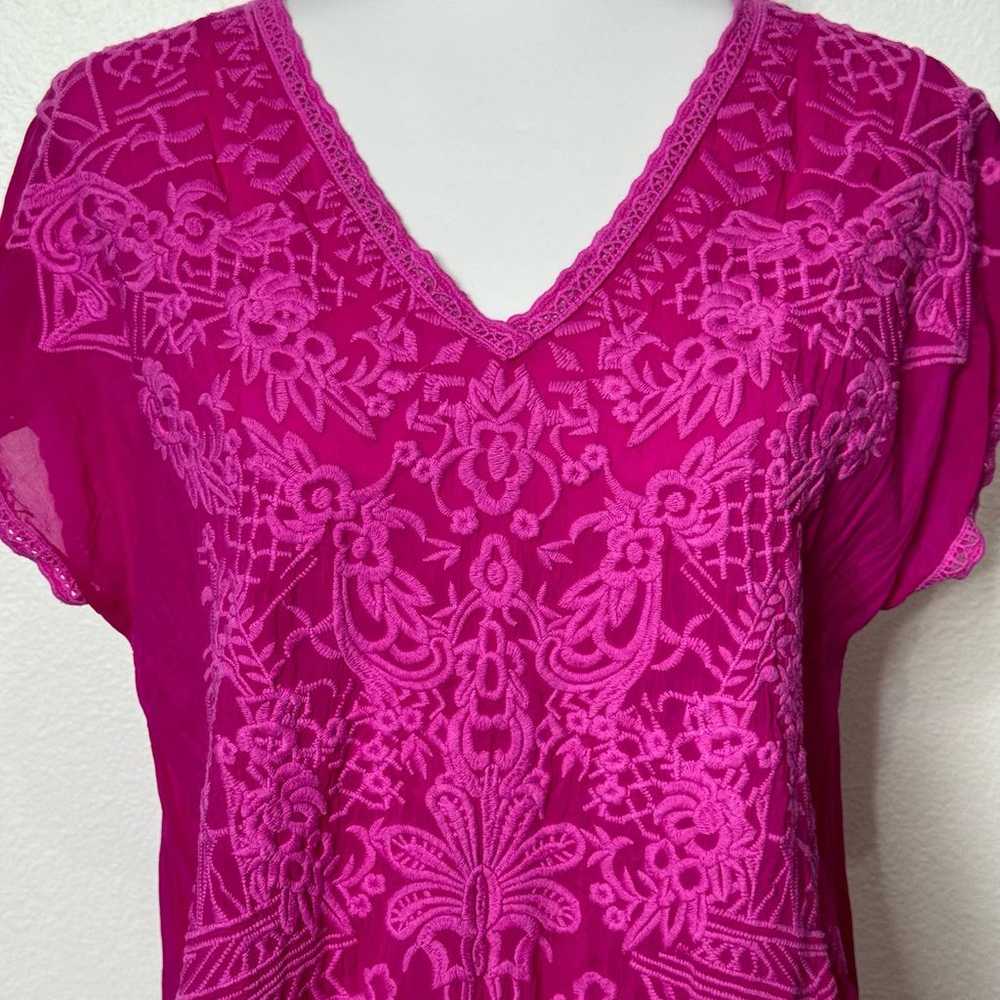 Johnny Was Hot Pink Magenta Tunic Size M - image 4