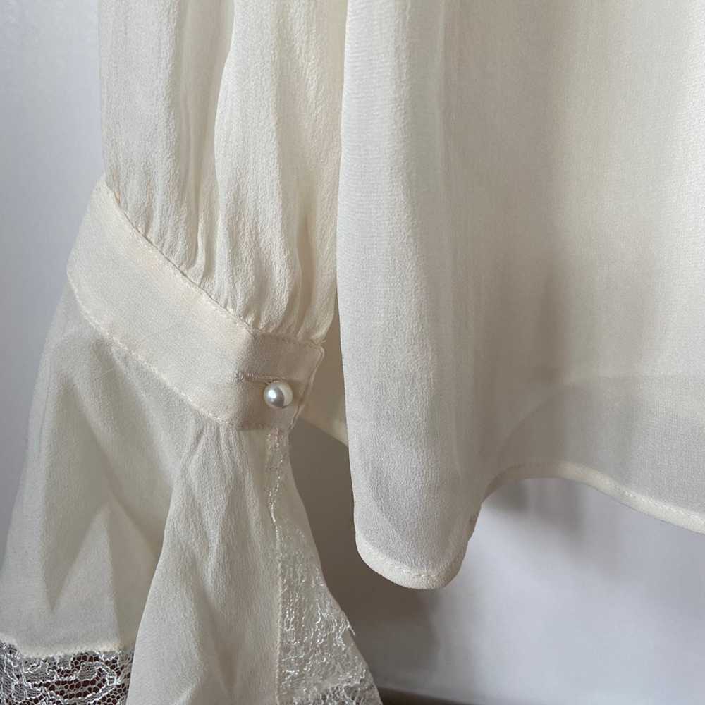 Blumarine off white silk ruffle blouse - image 11