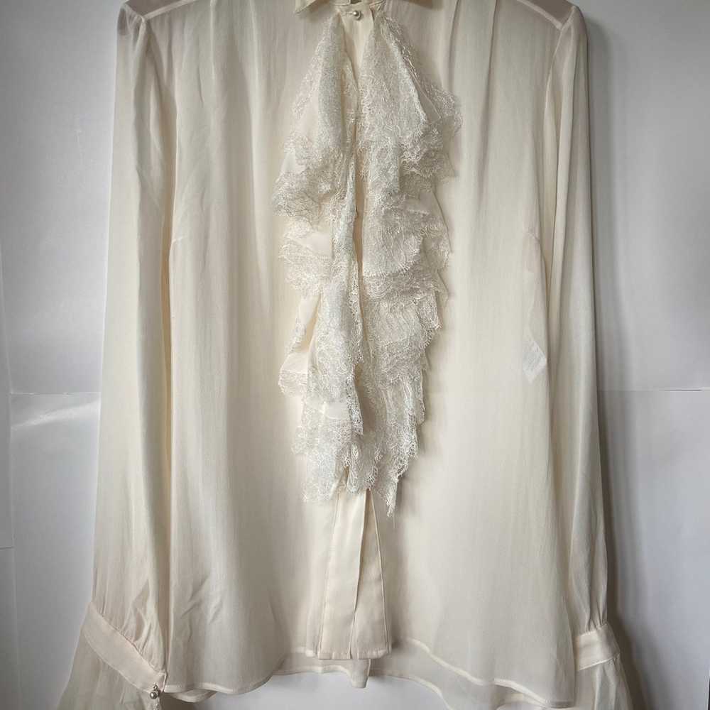 Blumarine off white silk ruffle blouse - image 1