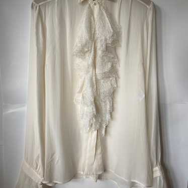 Blumarine off white silk ruffle blouse - image 1