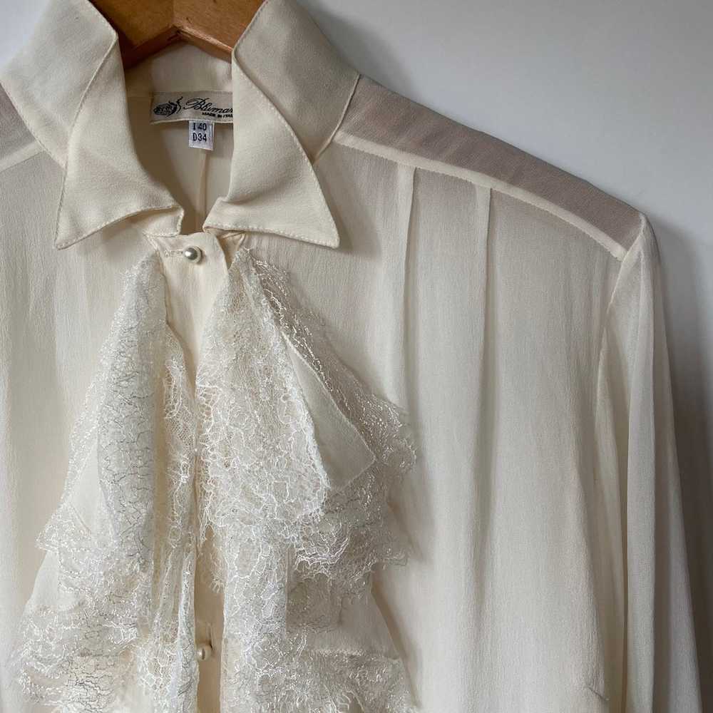 Blumarine off white silk ruffle blouse - image 3