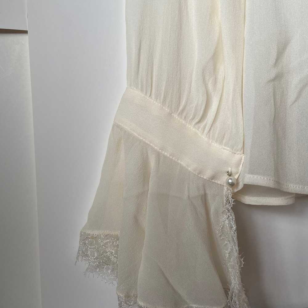 Blumarine off white silk ruffle blouse - image 4