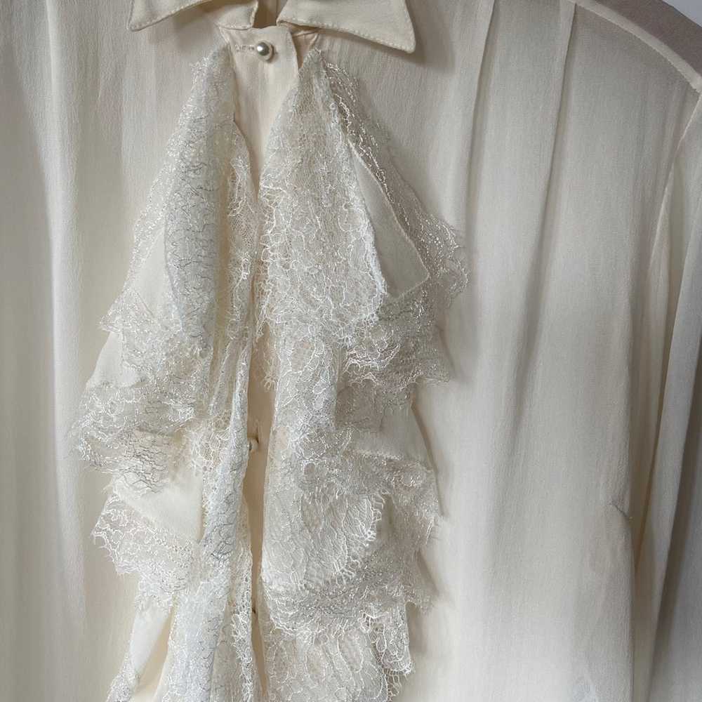 Blumarine off white silk ruffle blouse - image 5