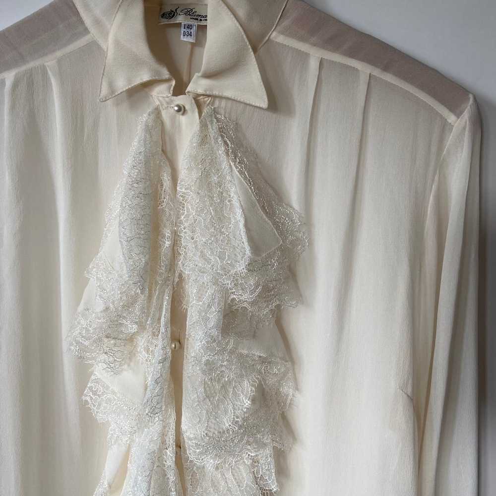 Blumarine off white silk ruffle blouse - image 6