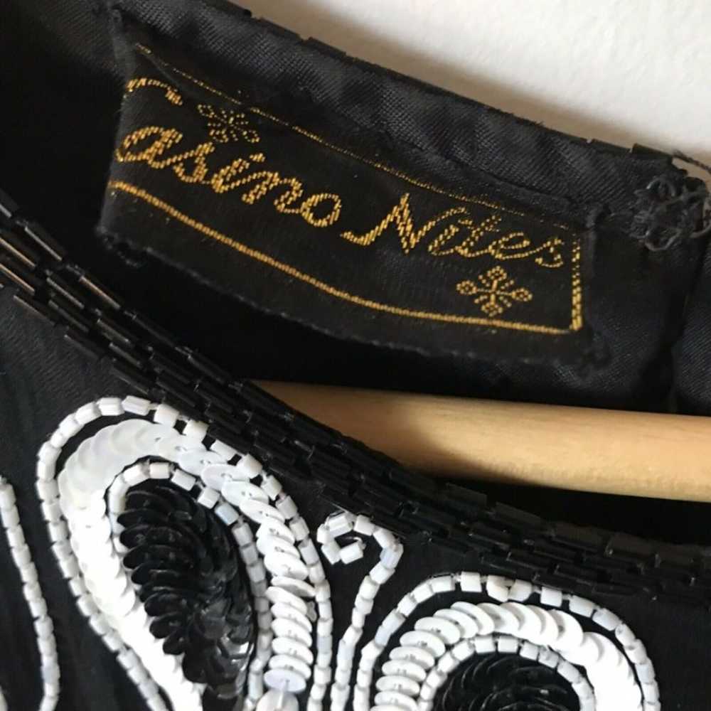 Casino Nites vintage embroidered beaded black sil… - image 7