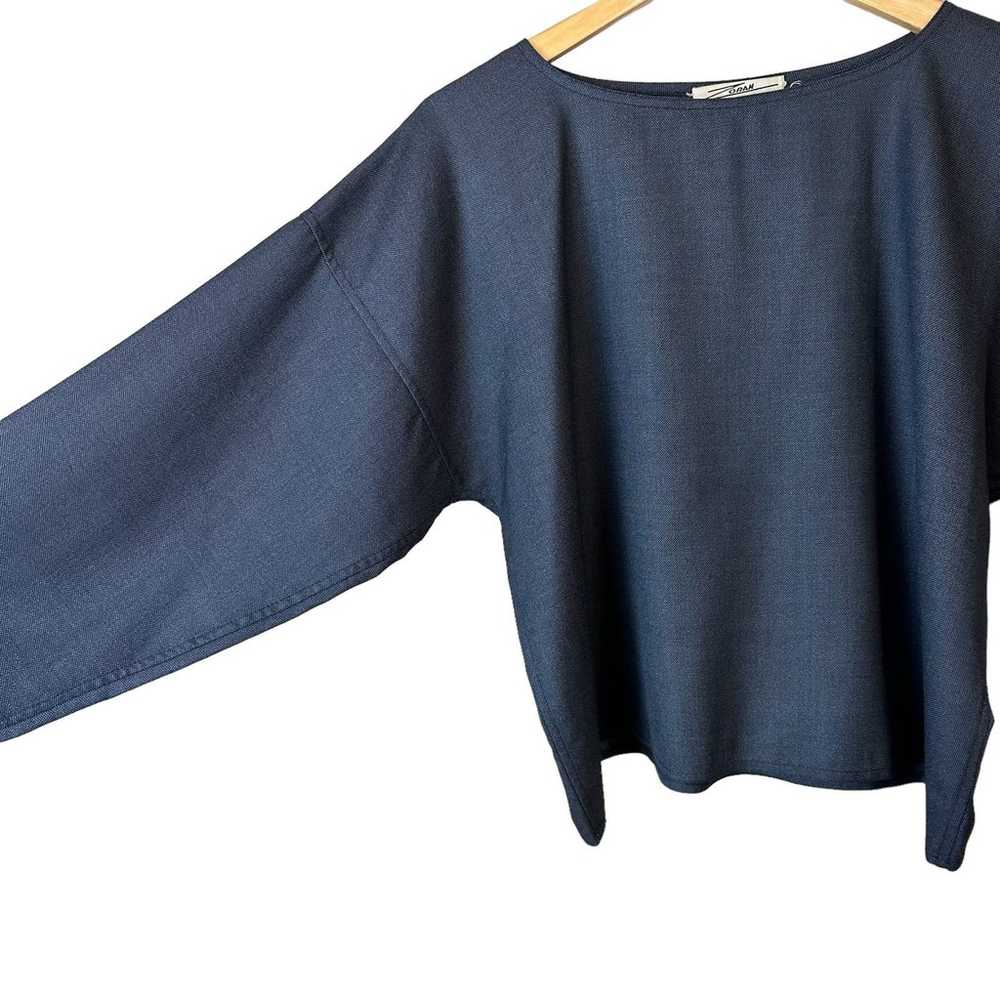 Zoran Rare Blue Silk Wool Blend Boxy Cropped Long… - image 6