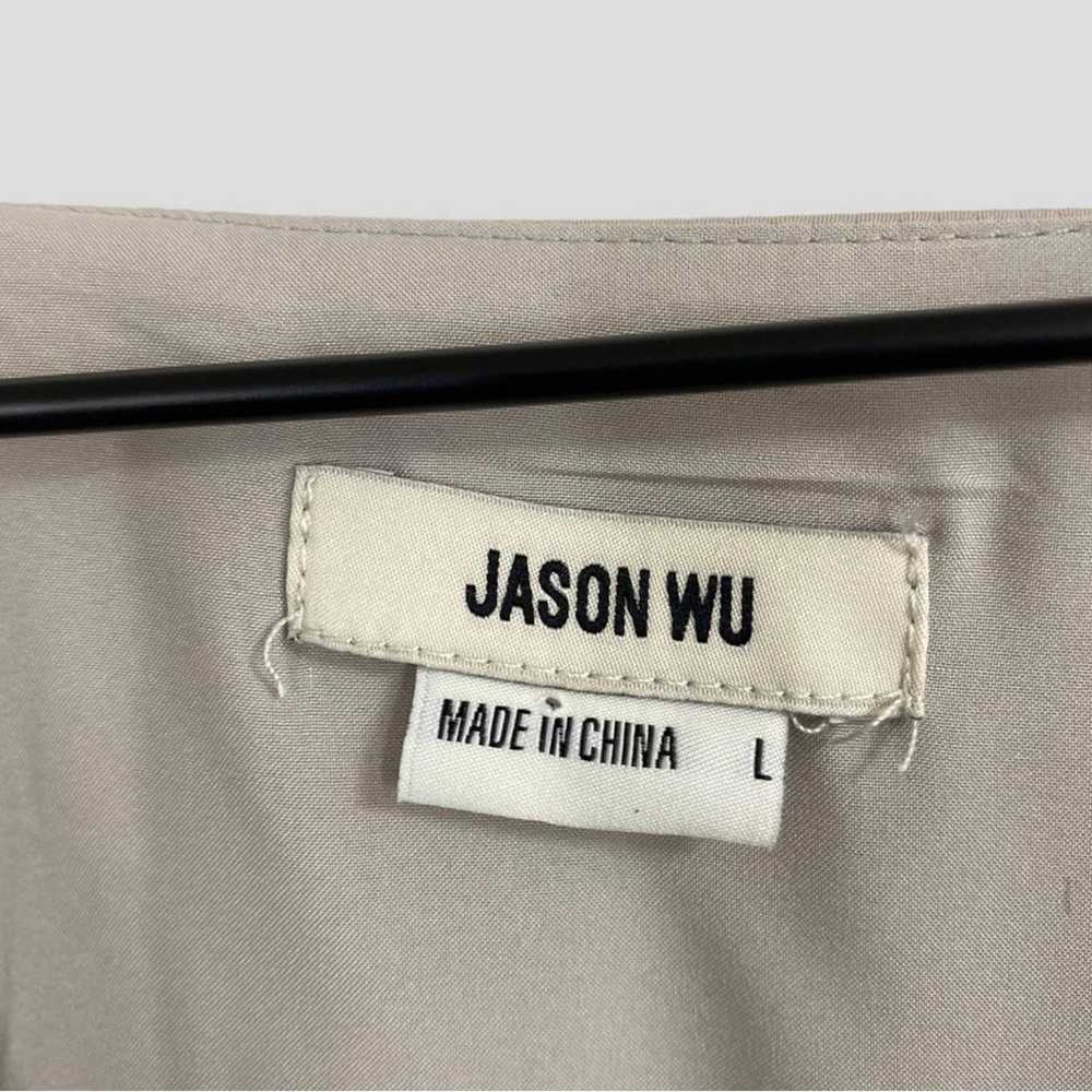 Jason Wu Taupe Satin Peplum Waist Button Front V-… - image 6