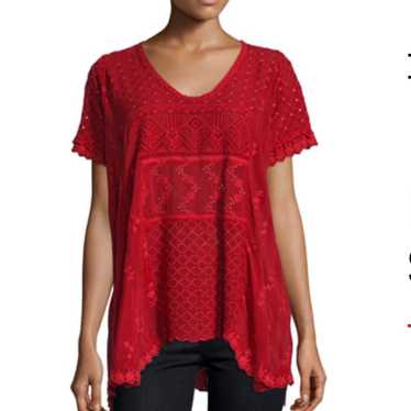 Johnny was short sleeve embroidered eyelet top xs - image 1