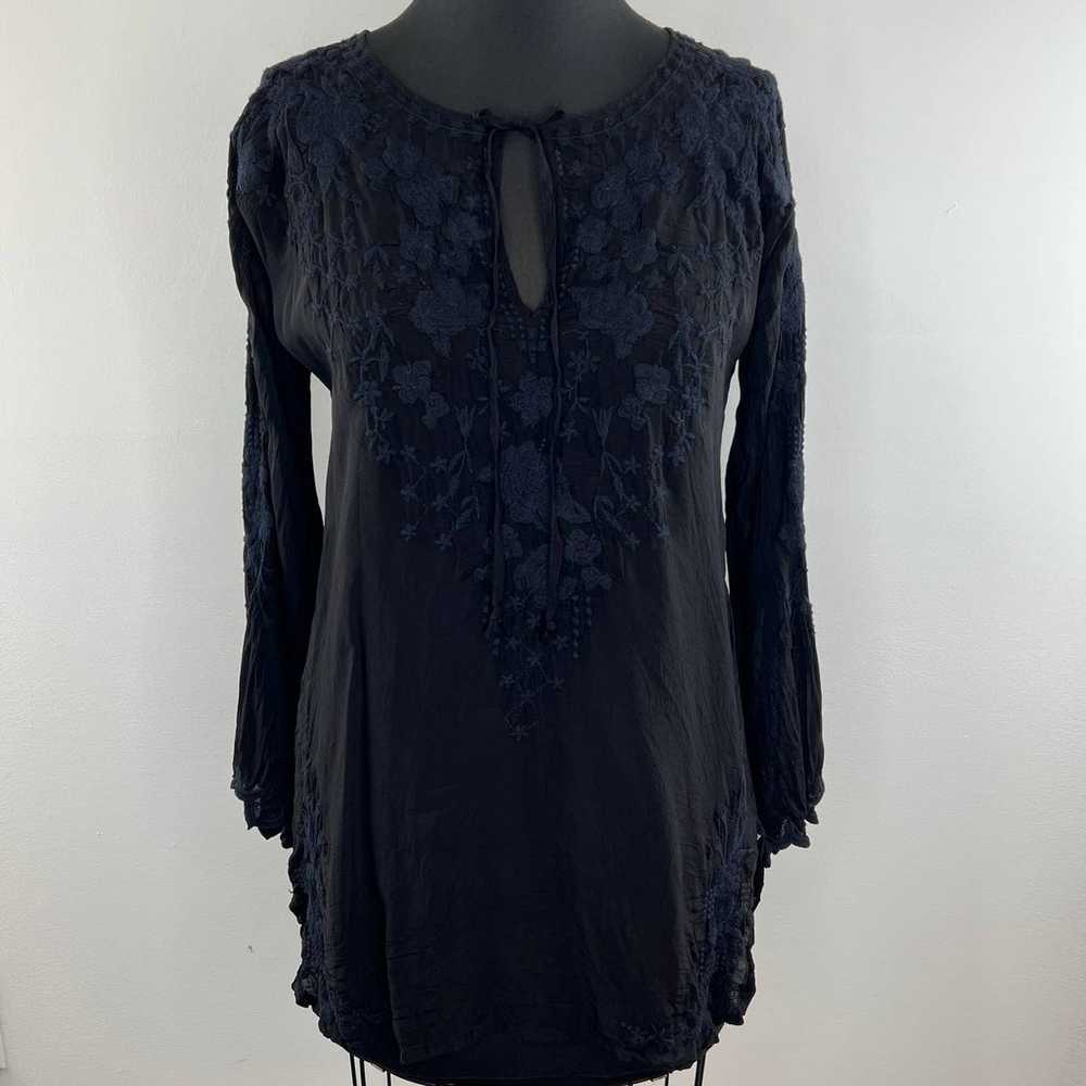 Johnny Was Black Butterfly Winter Tunic Embroider… - image 2