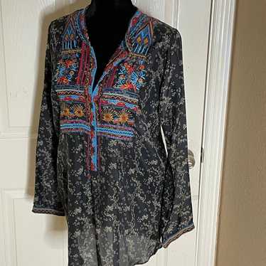 Johnny Was Boys Blouse, Boho Pullover with Button… - image 1