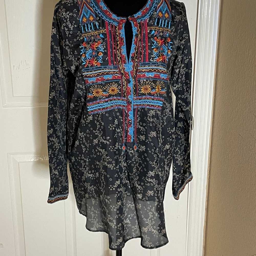 Johnny Was Boys Blouse, Boho Pullover with Button… - image 3