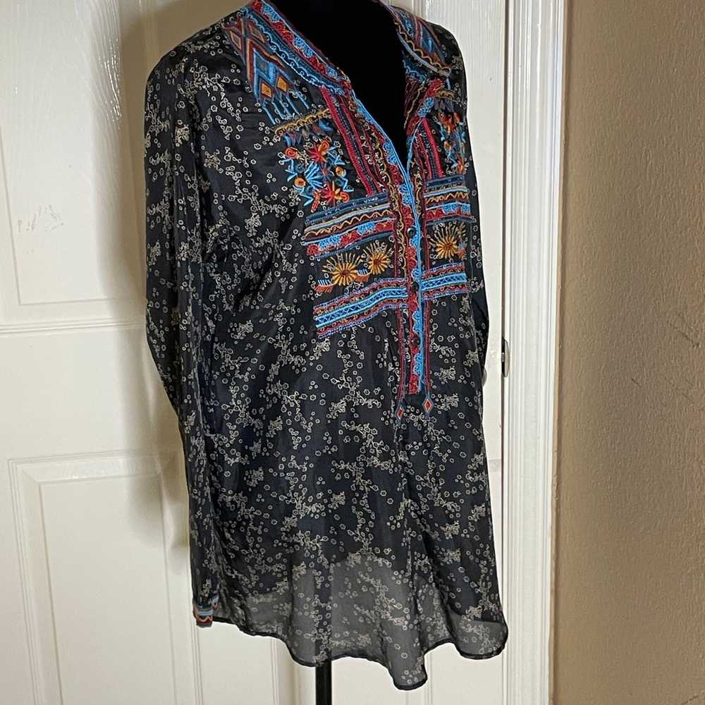 Johnny Was Boys Blouse, Boho Pullover with Button… - image 4