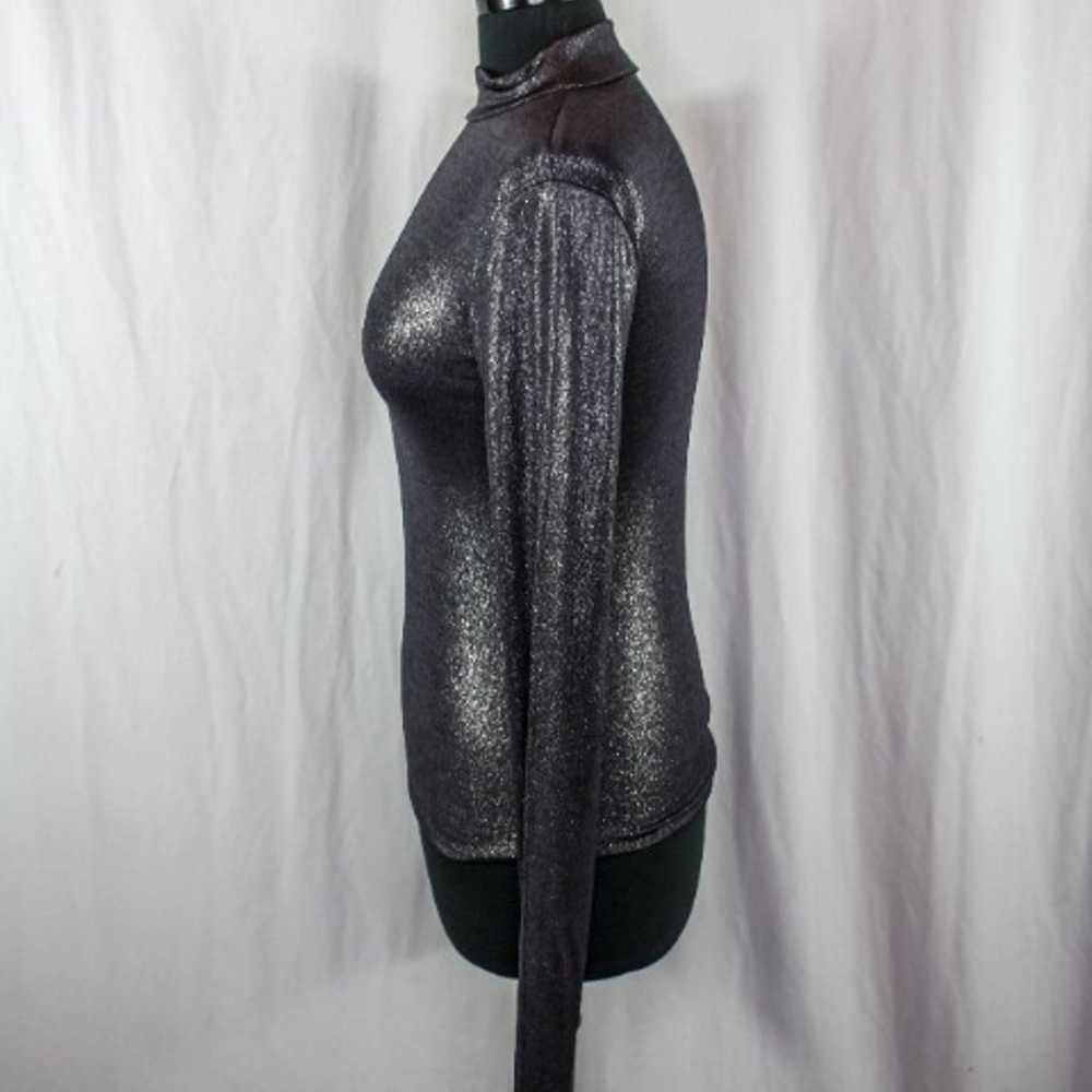 ANDAMANE Mock Neck Beth Top Metallic Silver Pewte… - image 2