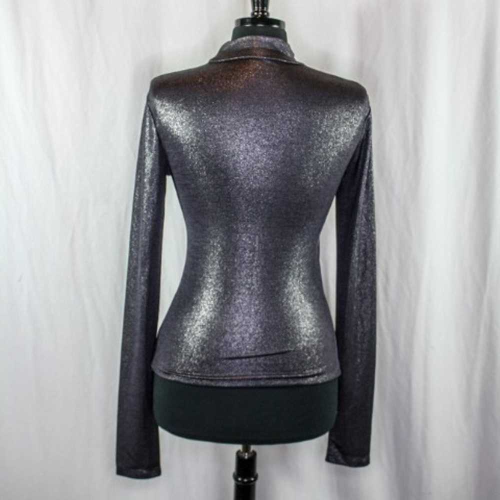 ANDAMANE Mock Neck Beth Top Metallic Silver Pewte… - image 3