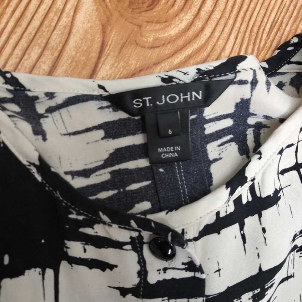 ST. JOHN Blouse Silk Print Long-Sleeve 6 - image 4