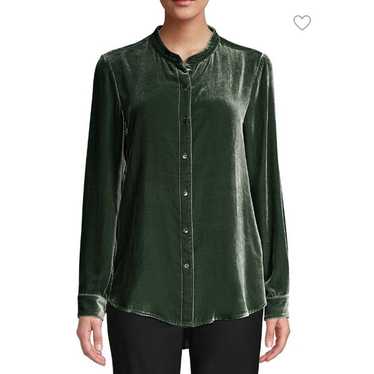 Eileen fisher green velvet blouse