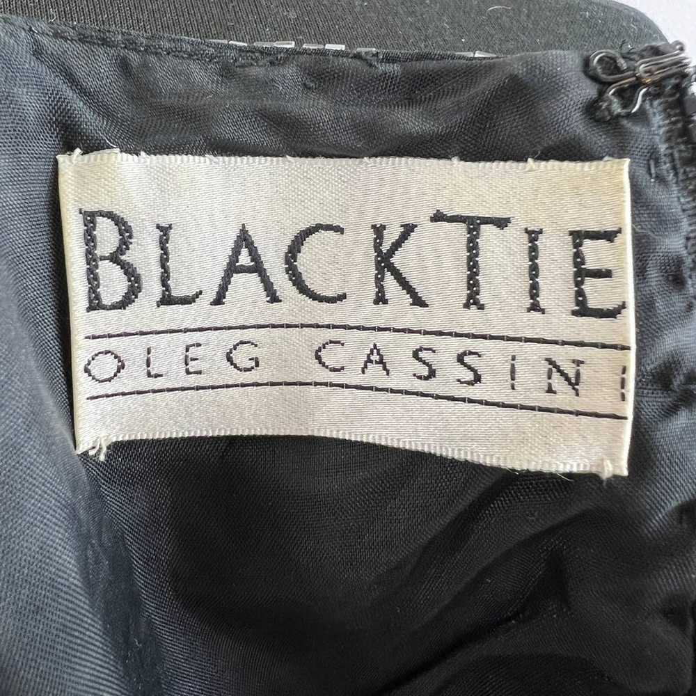 VTG Black Tie Oleg Cassini Silk Bead Pearl Silver… - image 7