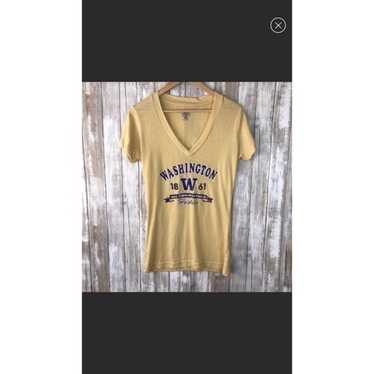 NCAA Washington Huskies Dusty Yellow V Neck Tee - image 1