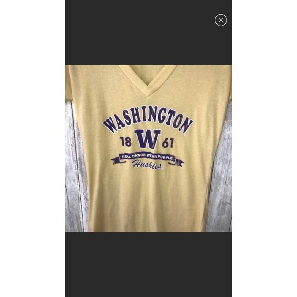 NCAA Washington Huskies Dusty Yellow V Neck Tee - image 2