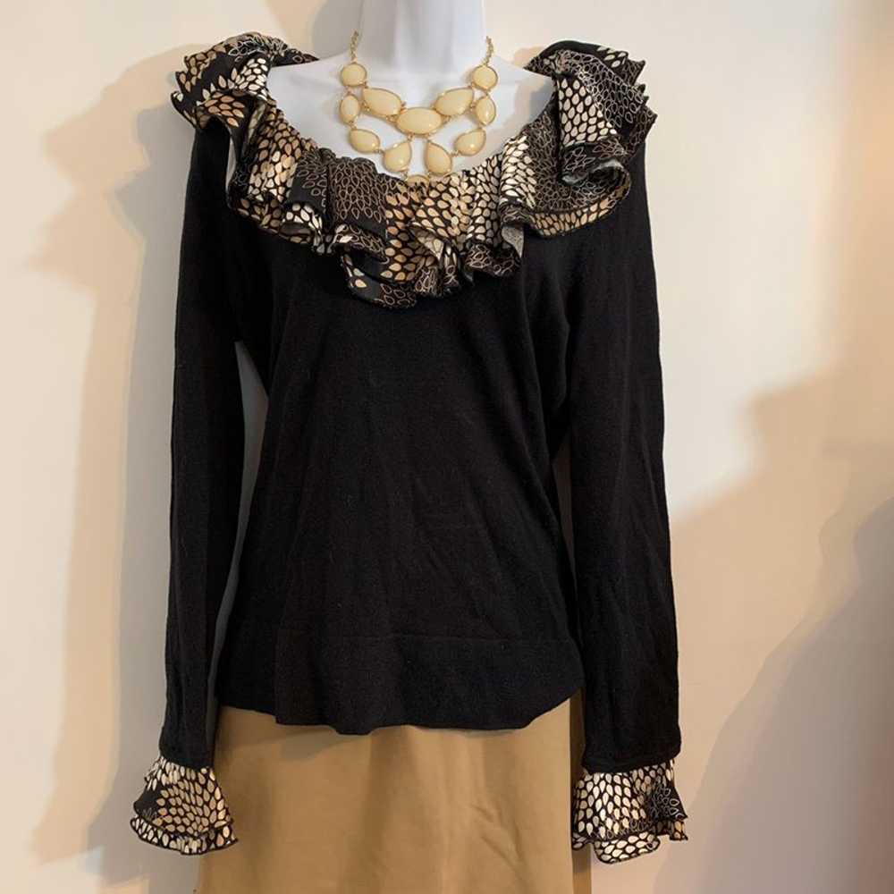 Tory Burch black knit top. Size Large - image 2